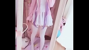 Kanna In Cosplay Outfit Pleases Herself With Her Fingers