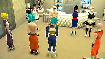 Maridos Cornos Goku, Gohan E Vegeta Confrontam Esposas Traindo Em Ação Hentai Hardcore