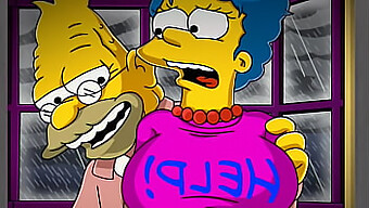 Marge Simpson, De Klassieke Cartoon Huisvrouw, Wordt Ten Onrechte Geïdentificeerd Als Een Prostituee Door Haar Oudere Buurvrouw Vanwege Haar Onthullende Kleding. Terwijl Haar Man Homer Weg Is Op Het Werk, Wordt Ze Krachtig Gepenetreerd In Al Haar Strakke Openingen Door De Oude Man In Deze Komische En Visuele Romanparodie