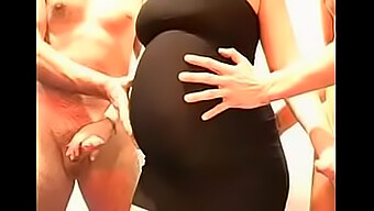 Cum-Filled Bukakke In Black Dress For Pregnant Woman