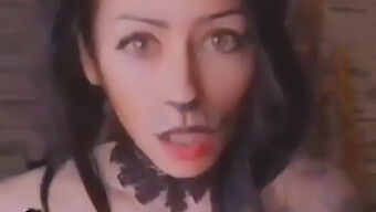 Amateur Halloween-Themed Video Featuring A Tattooed Cat Woman With Big Natural Tits